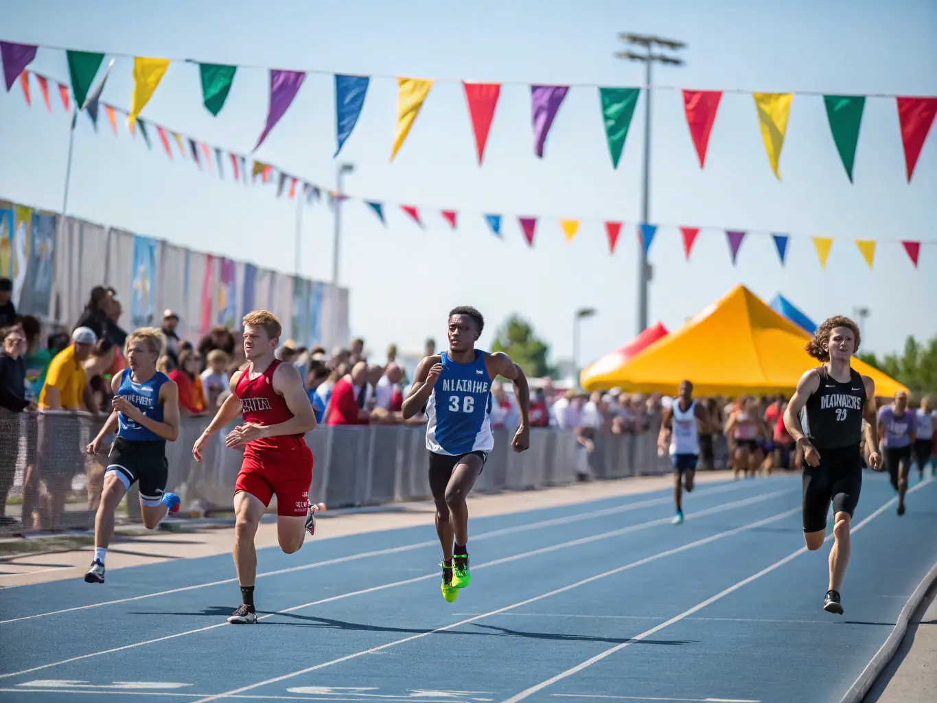 An image of adult athletes engaged in a long-distance running session, highlighting the endurance and determination required for competitive athletics.
