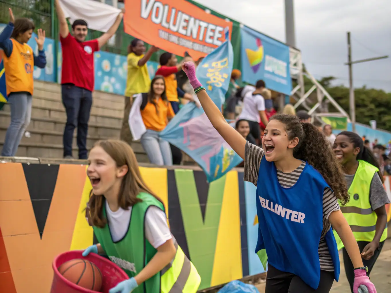 A photo of athletes participating in a community sports event, emphasizing the inclusive and supportive environment promoted by the organization.